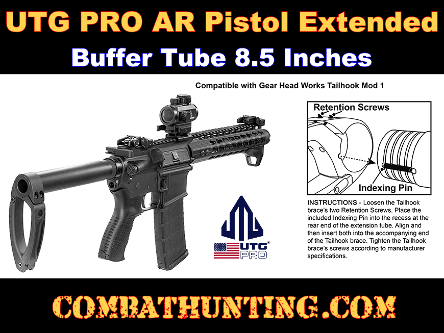 UTG PRO AR Pistol Extended Receiver Extension Tube Black style=