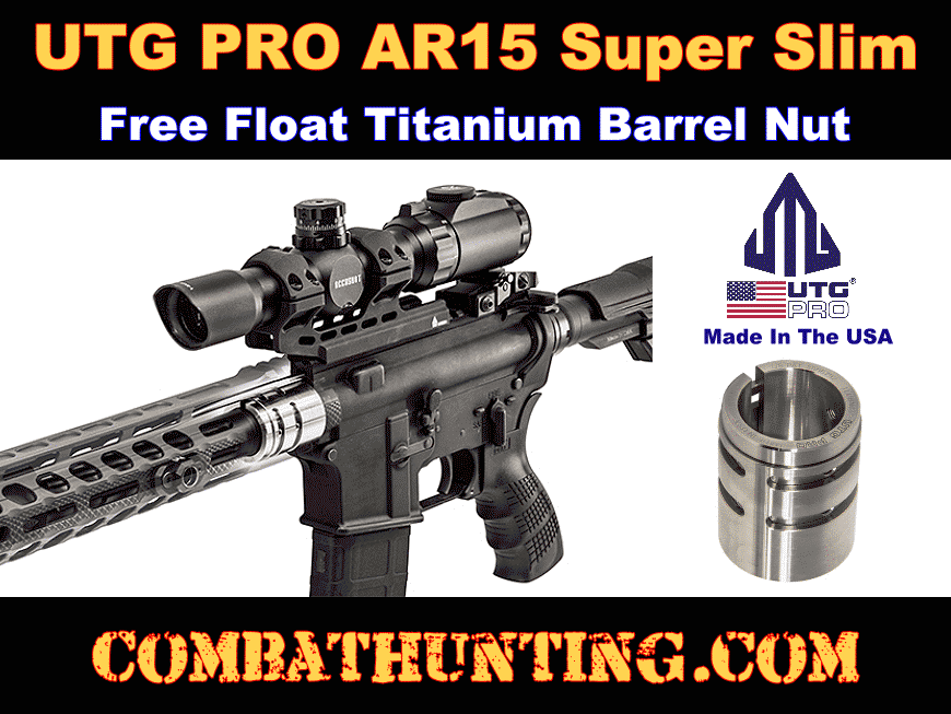 Tlubn01 Utg Pro Ar15 Super Slim Free Float Titanium Barrel Nut Quad Rails Handguards