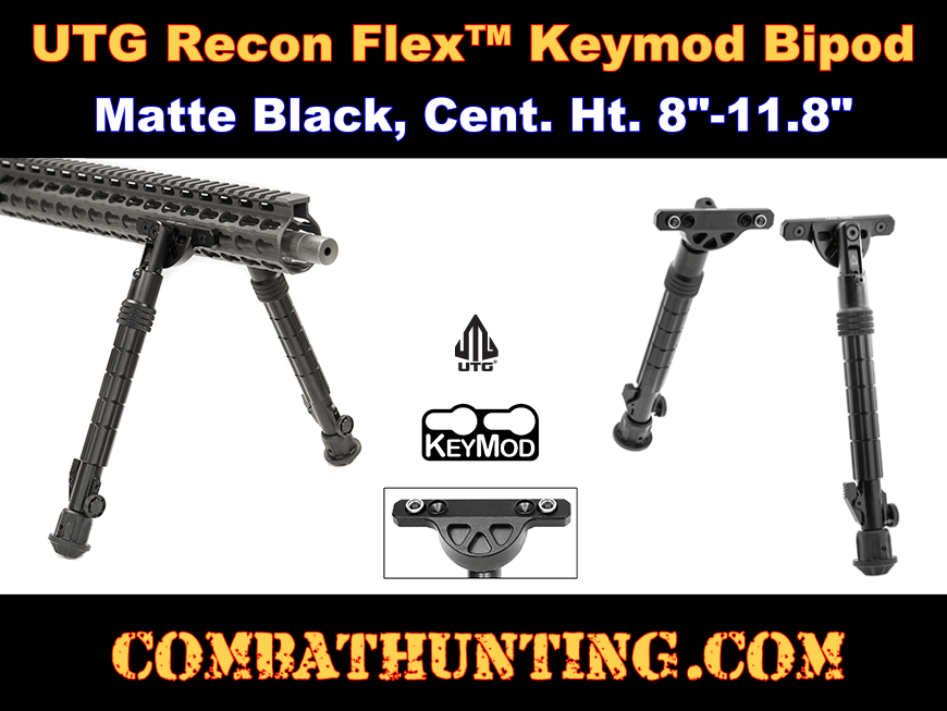 UTG Recon Flex Keymod Bipod, Matte Black, Cent Ht 8