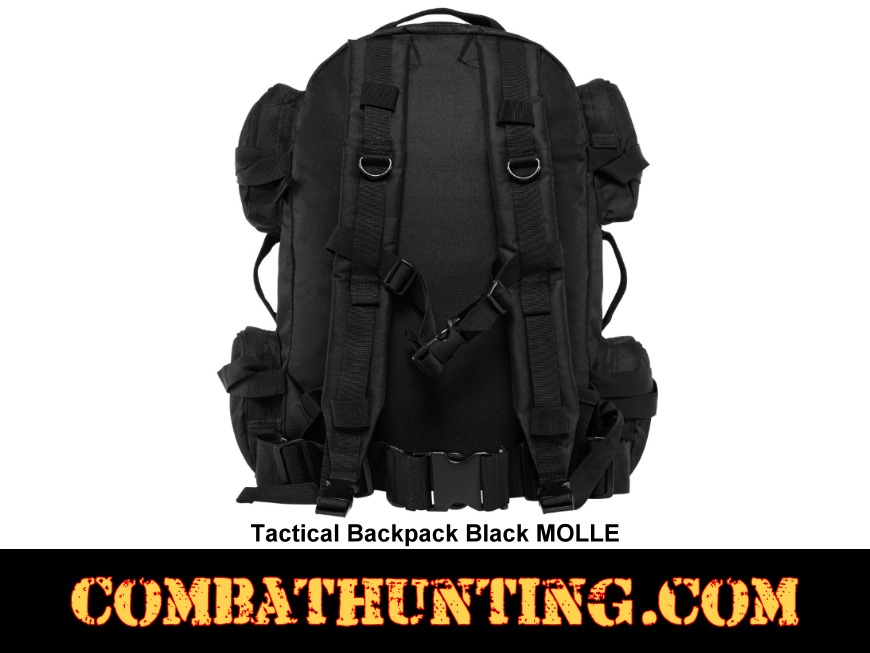 Tactical Backpack Black MOLLE style=