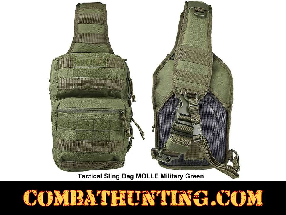 Tactical Sling Bag MOLLE Military Green style=
