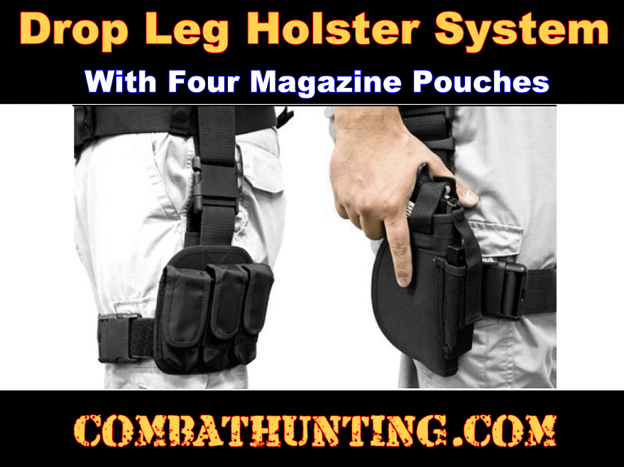 Drop Leg Holster With Magazine Holder/Pouch and Belt Green style=
