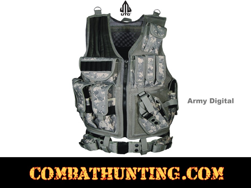 UTG Tactical Vest With Quick Draw Holster Pouch & Belt style=