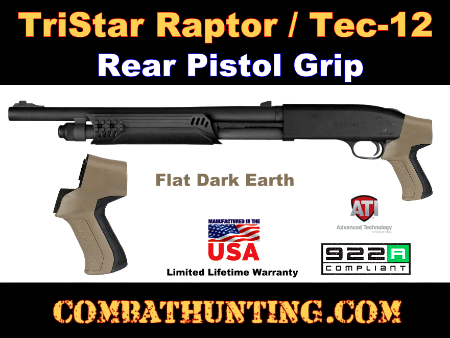 FDE TriStar Raptor / Tec-12 Rear Pistol Grip 12 Gauge style=