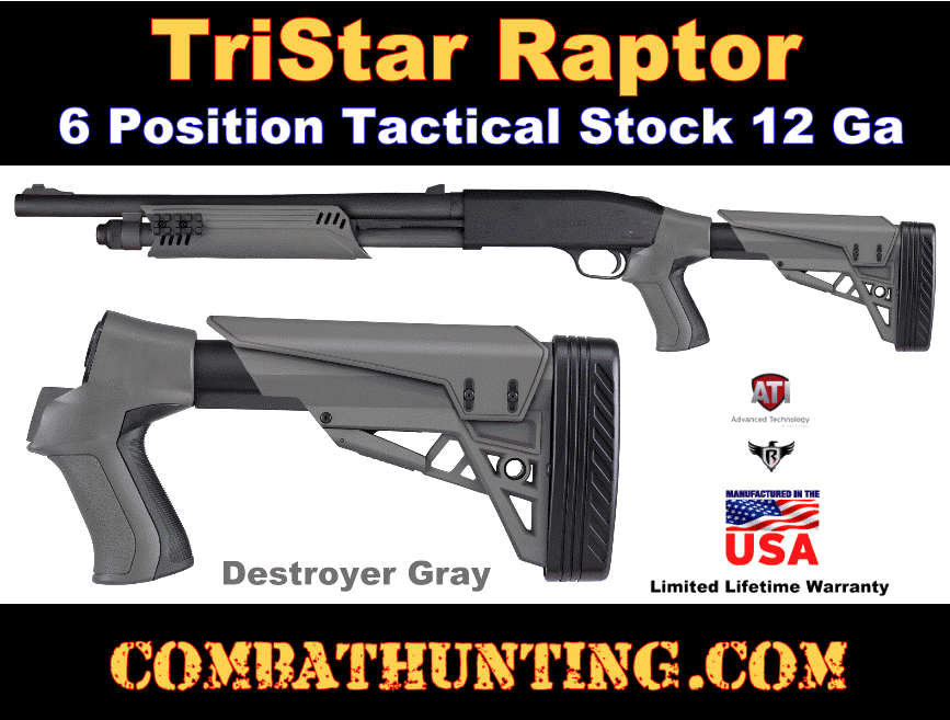TriStar Raptor Collapsible Tactical Stock Destroyer Gray style=