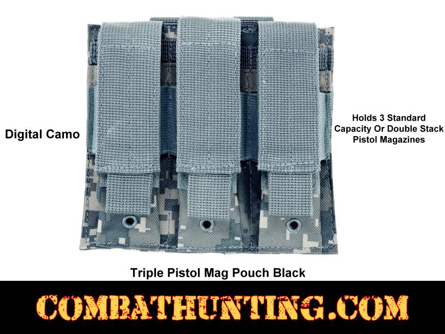 Digital Camo Triple Pistol Mag Pouch Molle style=