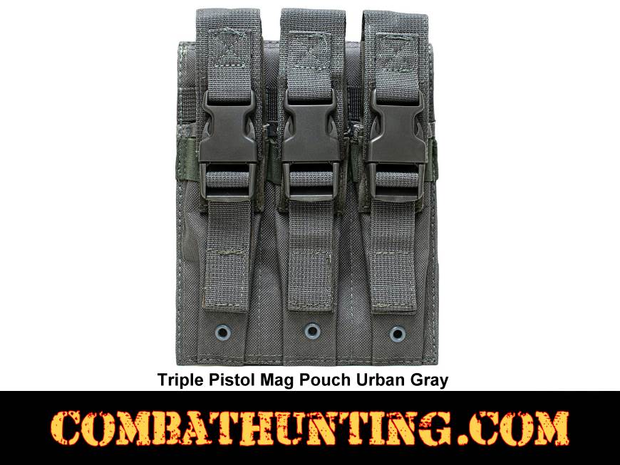 Triple Pistol Mag Pouch Urban Gray High Capacity style=
