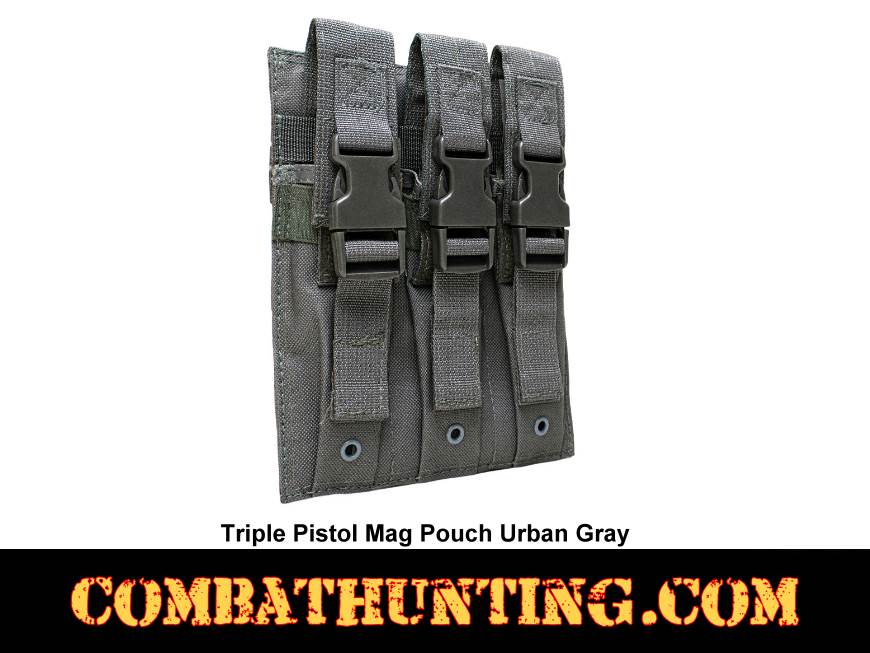Triple Pistol Mag Pouch Urban Gray High Capacity style=