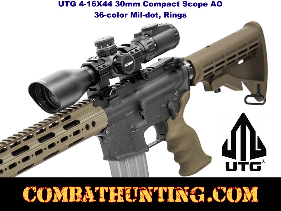 Leapers UTG  4-16X44 30mm Compact Scope 36-color Mil-dot,w/  Rings AO 