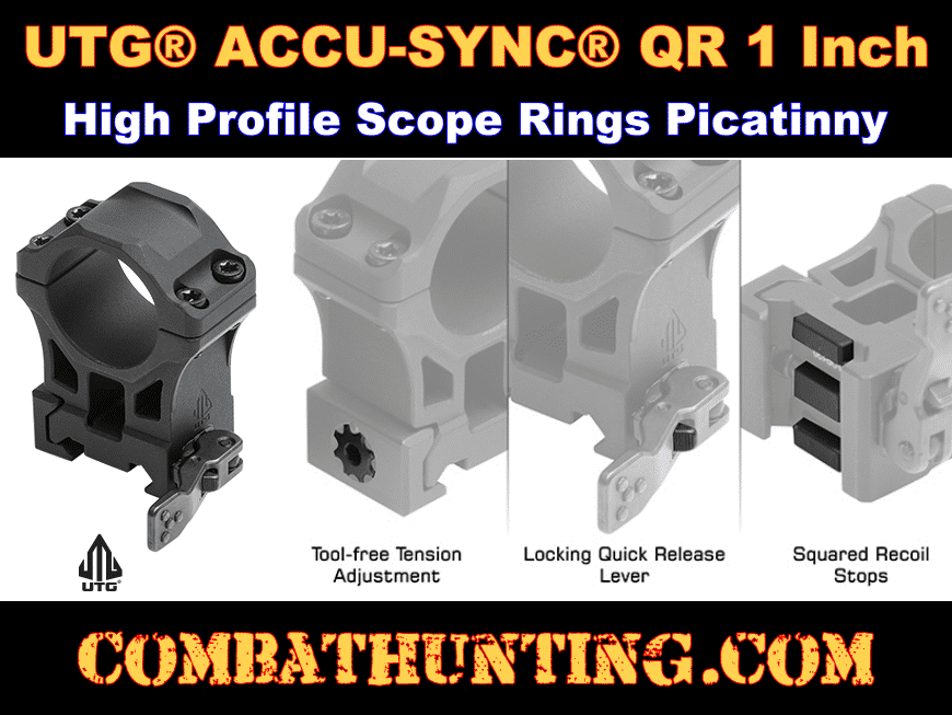 1 Inch Scope Rings For Picatinny Rail UTG® QR High Profile style=