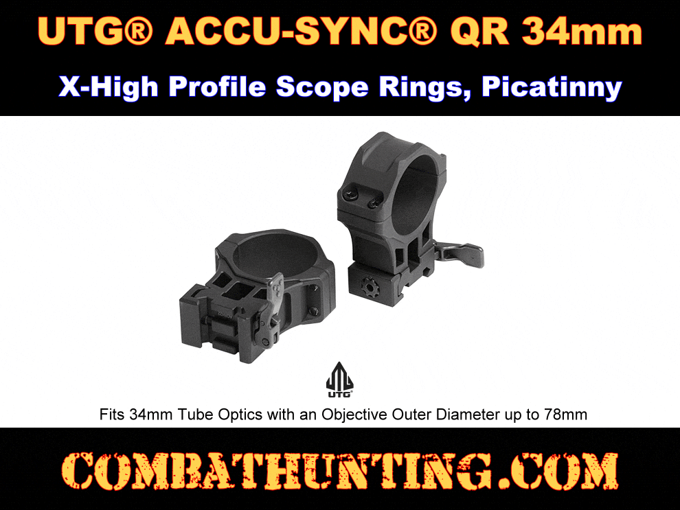 UTG ACCU-SYNC QR 34mm X-High Profile Rings Picatinny style=