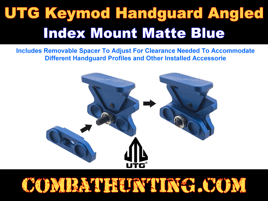 UTG Keymod Handguard Angled Index Mount Matte Blue style=