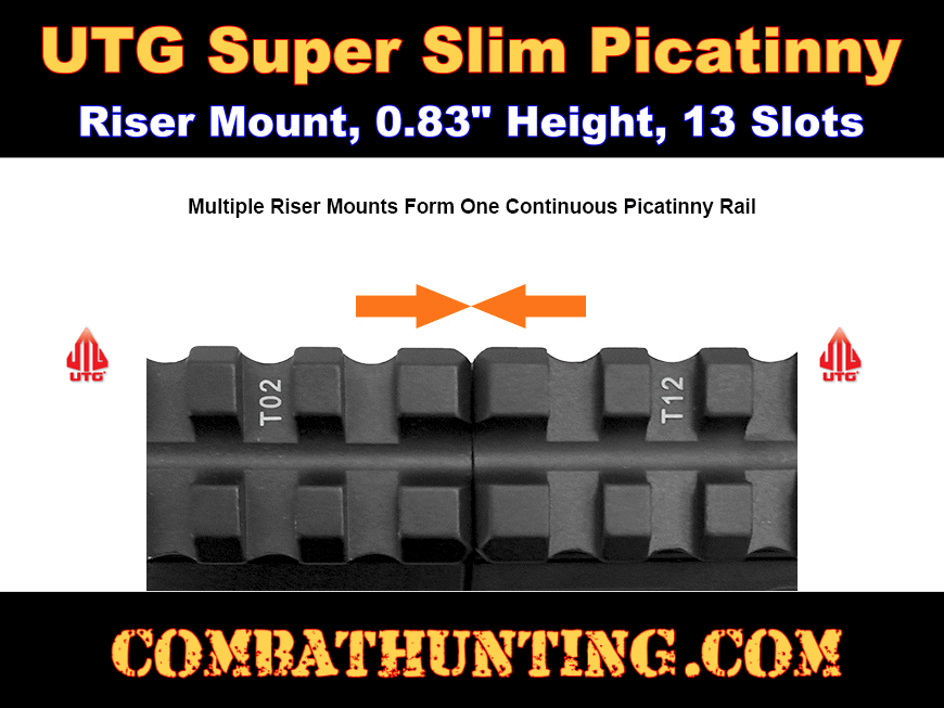 UTG Super Slim Picatinny Riser Mount, 0.83