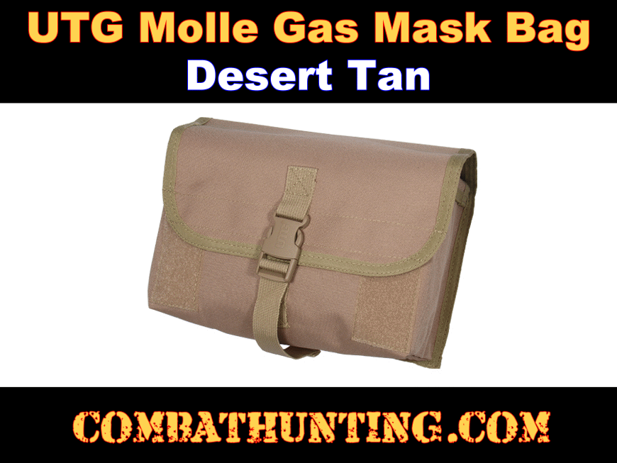 UTG Web Gas Mask Bag Tan  Molle Compatible style=
