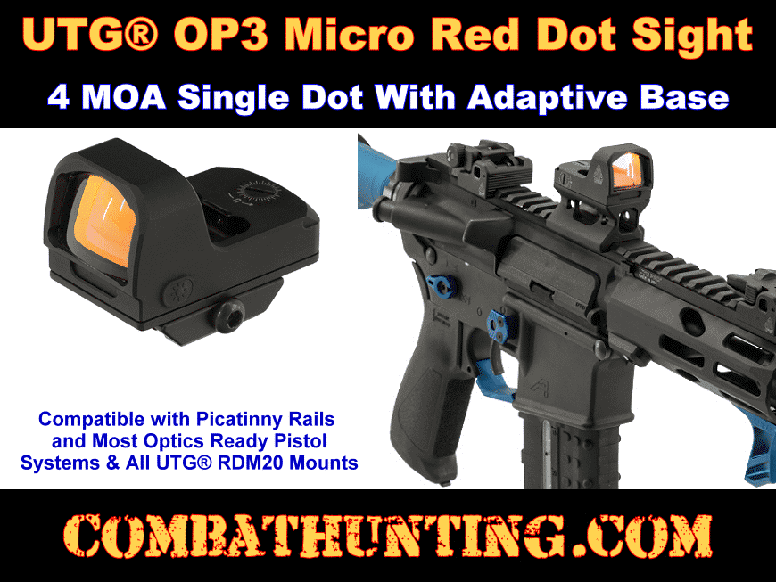 UTG® OP3 Micro Red Sight 4 MOA Single Dot Adaptive Base style=