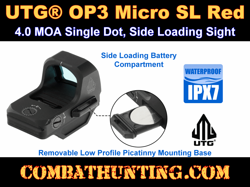 UTG® OP3 Micro SL Red 4.0 MOA Single Dot Side Loading style=