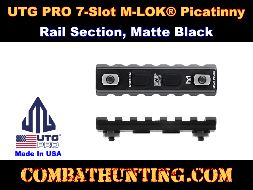 UTG PRO 7-Slot M-LOK® Picatinny Rail Section Matte Black style=