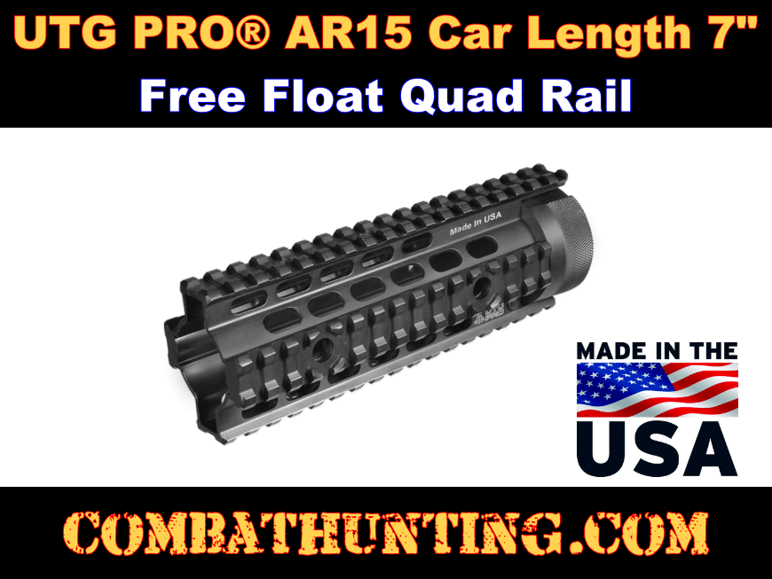 UTG PRO AR15 Car Length 7 Free Float Quad Rail style=