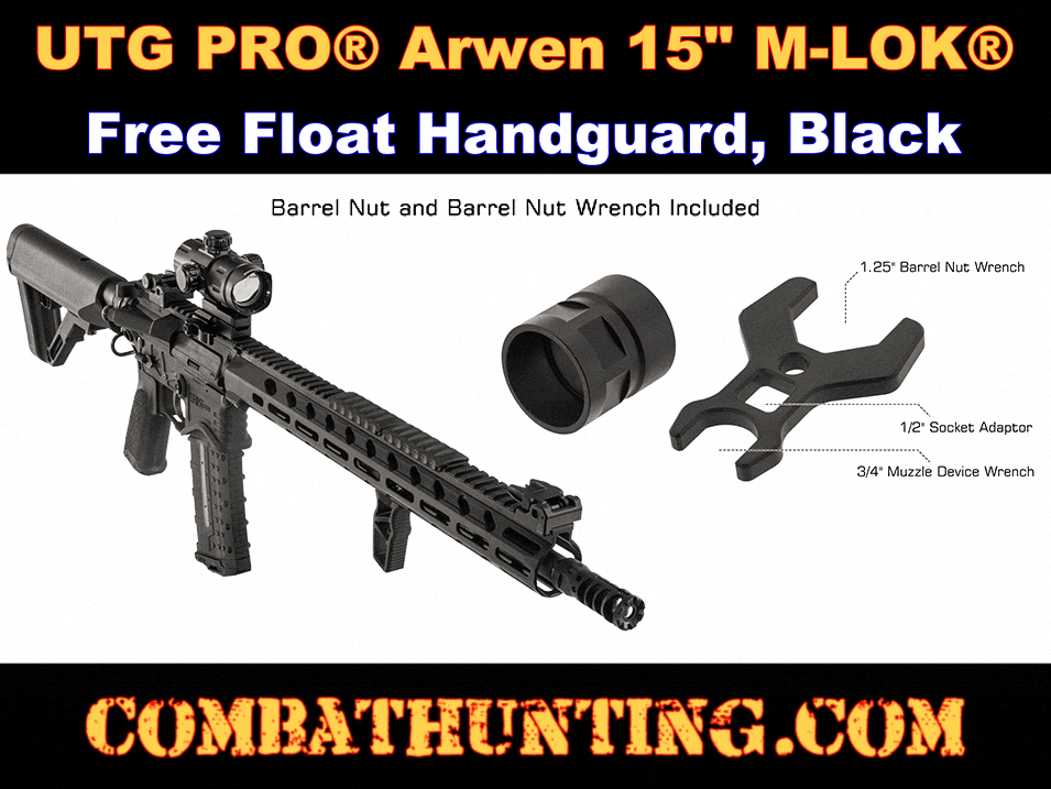 UTG PRO® Arwen 15" M-LOK® AR-15 Free Float Handguard Black style=