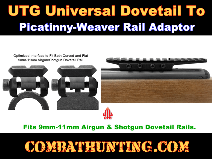 UTG Universal Dovetail to Picatinny/Weaver Adaptor Fits 9mm-11mm Dovetail Rails 
