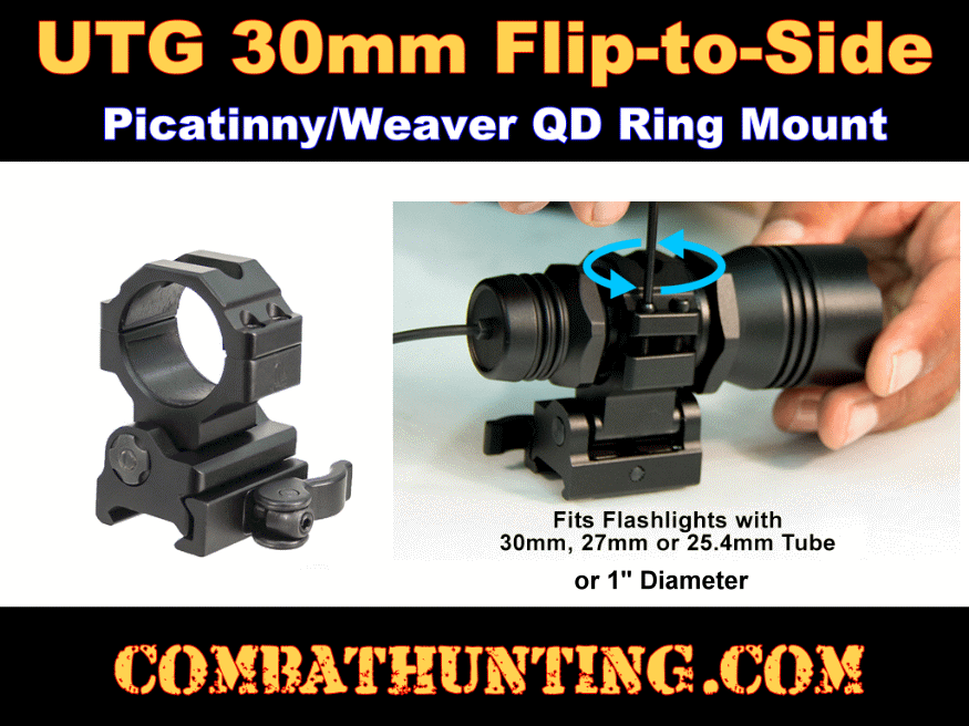 UTG 30mm Flip to Side, Picatinny/Weaver QD Ring Mount style=