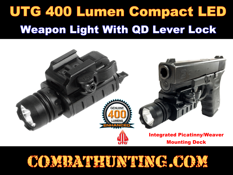UTG 400 Lumen Compact LED Weapon Light with QD Lever Lock style=