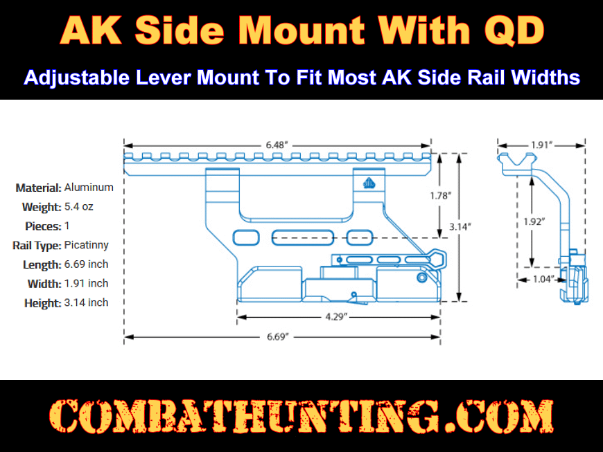 AK Side Optic Mount UTG® ACCU-SYNC® QR AK Side Mount Universal style=