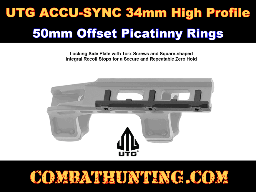 UTG ACCU-SYNC 34mm High Profile 50mm Offset Picatinny Rings style=