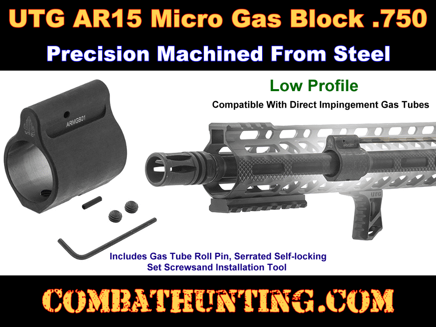 UTG AR15 .750 Micro Gas Block Steel Low Profile style=