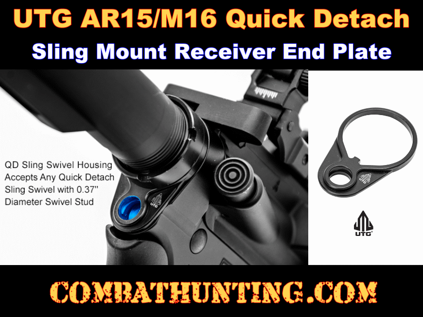 UTG AR15 Quick Detach Receiver End Plate Matte Black Steel style=