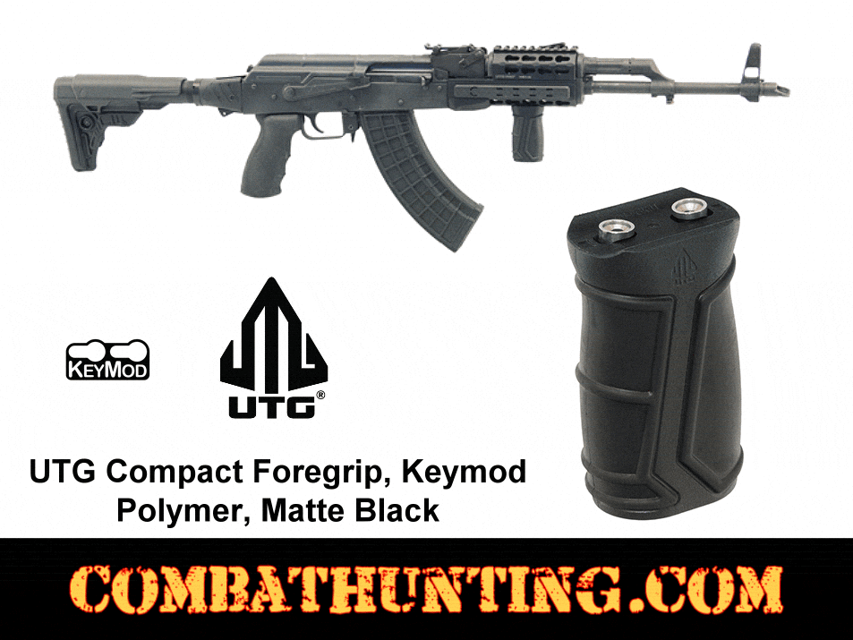 UTG Compact Foregrip Keymod Polymer Matte Black Vertical Grip style=
