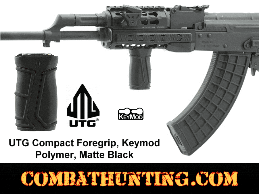 UTG Compact Foregrip Keymod Polymer Matte Black Vertical Grip style=