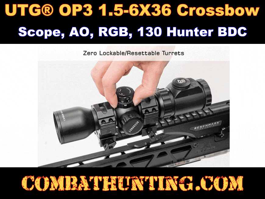 UTG OP3 1.5-6X36 Crossbow Scope AO RGB 130 Hunter BDC style=