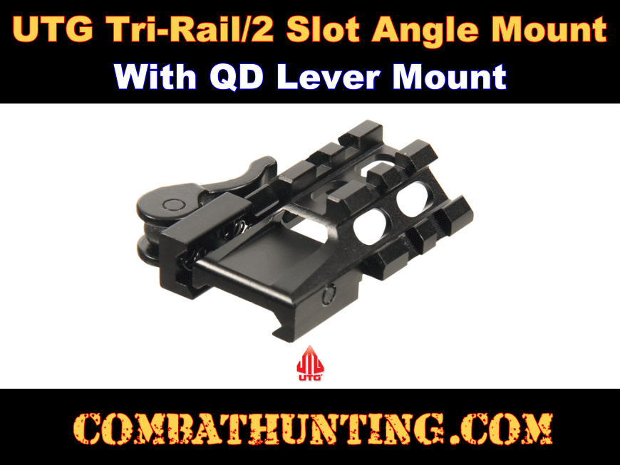 UTG Tri-Rail 2 Slot Angle Mount With QD Lever Mount style=