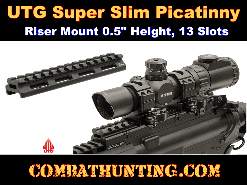 UTG Super Slim 13 Slots Picatinny Riser Mount 