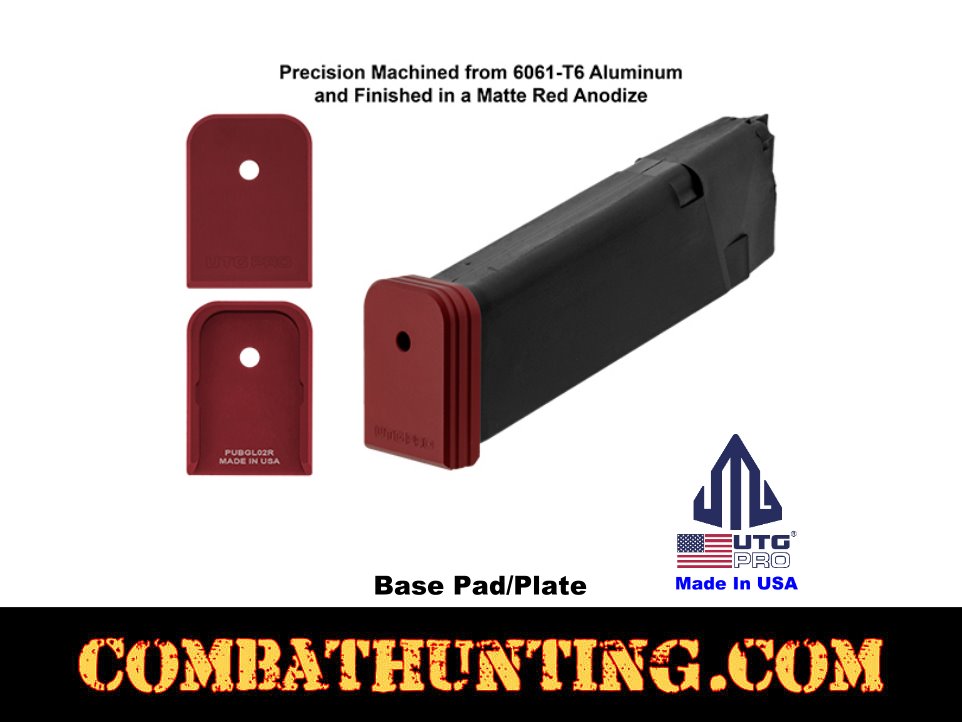 UTG PRO +0 Base Pad Glock Large Frame Matte Red Aluminum style=