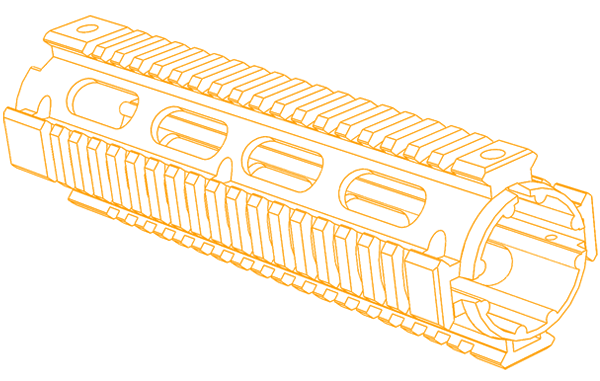 AR15 Mid Length Drop-in Quad Rail, Black UTG PRO® style=