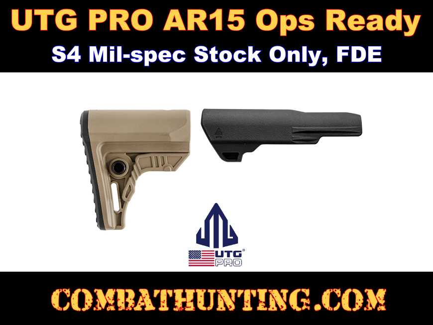 UTG Pro AR-15 Ops Ready S4 Mil-Spec Stock FDE style=