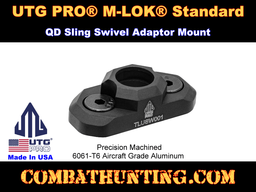 M-LOK Low Profile Standard QD Sling Swivel Adapter Rail Section 