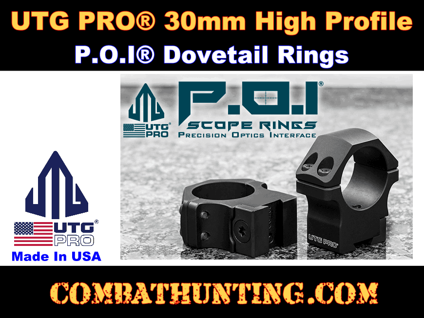 UTG PRO 30mm 2PCs High Profile P.O.I Dovetail Rings style=