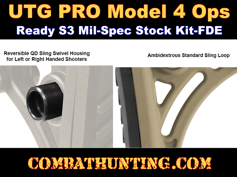 UTG PRO Model 4 Ops Ready S3 Mil-spec Stock Kit-FDE style=