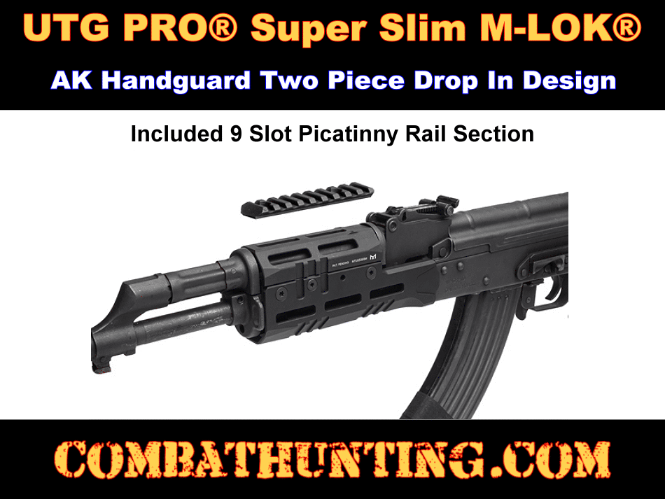 UTG PRO Super Slim M-LOK AK Handguard Black style=