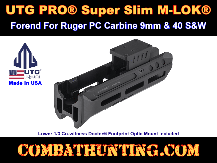 UTG PRO Super Slim M-LOK Forend for Ruger PC Carbine style=