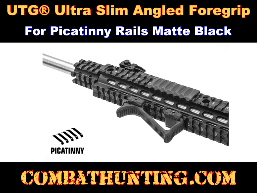 UTG Ultra Slim Angled Foregrip Picatinny Matte Black style=