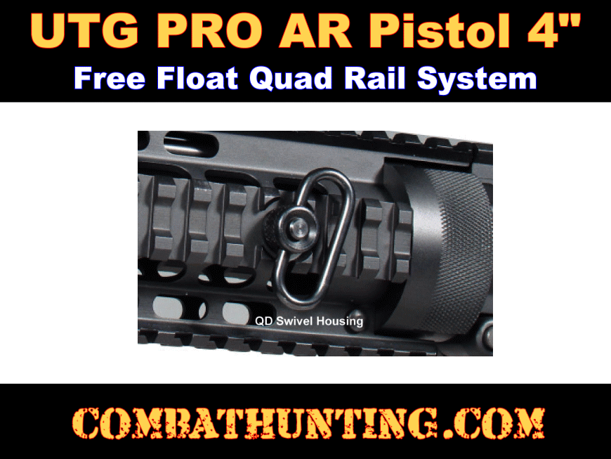 UTG PRO AR Pistol Free Float Quad Rail System 4