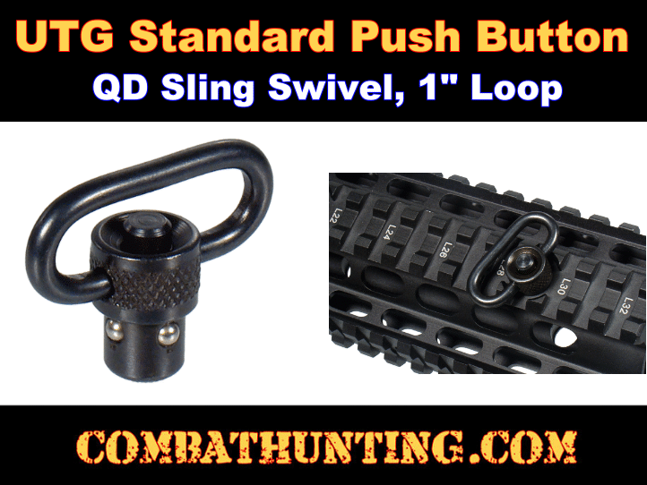 Tactical Heavy-Duty Push Button QD Sling Swivel Mount With 1" Loop For Rifle 