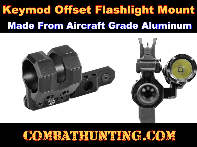 UTG Leapers Offset Flashlight Ring Mount Keymod Matte Black style=