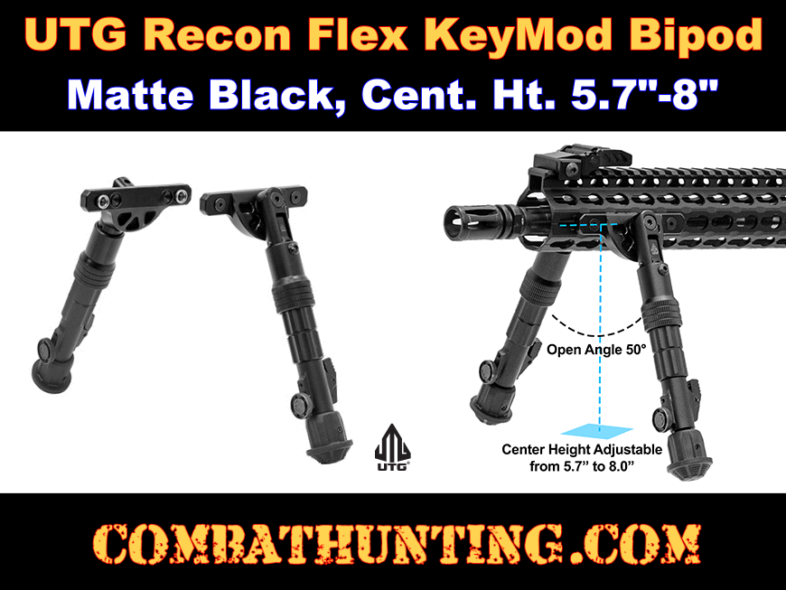 Matte Black for sale online UTG TL-BPDK01 Recon Flex KeyMod Bipod 5.7-8" 