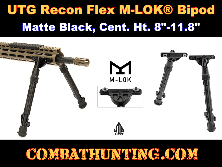 TL-BPDM02 UTG Recon Flex M-LOK Bipod, Matte Black, Cent. Ht. 8 