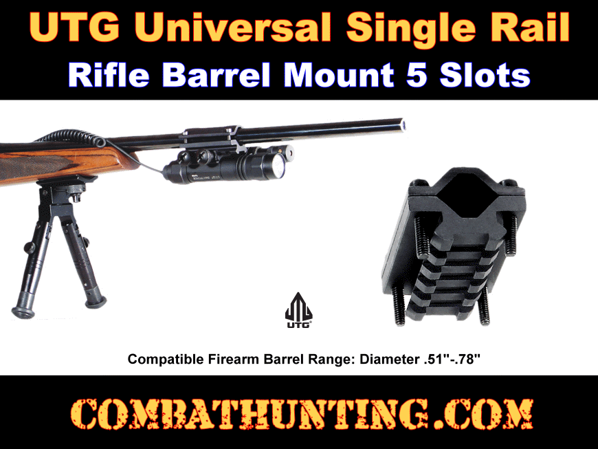 UTG Universal Single Rail Rifle Barrel Mount, 5 Slots style=